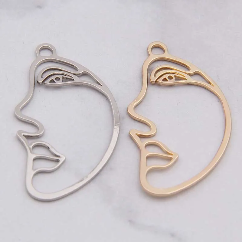 

100pcs 43*23mm Face Drop Oil Pendant DIY Alloy Bracelet Earring Accessories Wholesale