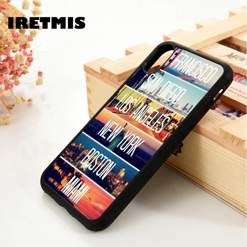 Iretmis 5 5S SE 6 6S phone case cover for iPhone 7 8 plus X Xs 11 Pro Max XR San Francisco San Diego Los Angeles New york