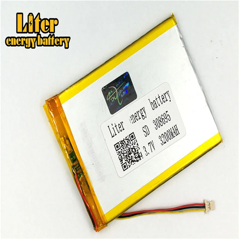 1,0 мм 3pin разъем 308695 3,7 В 3200 мАч планшетный ПК батарея lipo аккумуляторная литий-ионная полимерная батарея