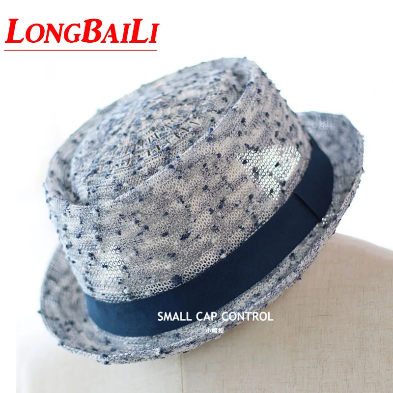 

Summer New Fashion Women Small Brim Fedora Hats Female Pork Pie Hats For Men Chapeu Sun Beach Caps ELDS006