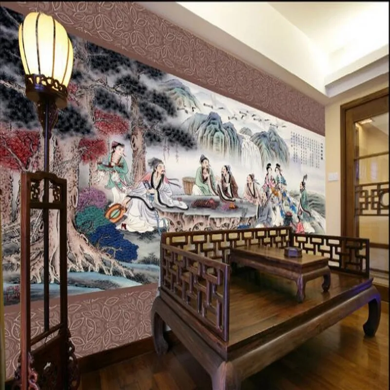 wellyu Customized large - scale murals eight cents tea map Chinese - style wallpaper Chinese wall paintings wallpaper