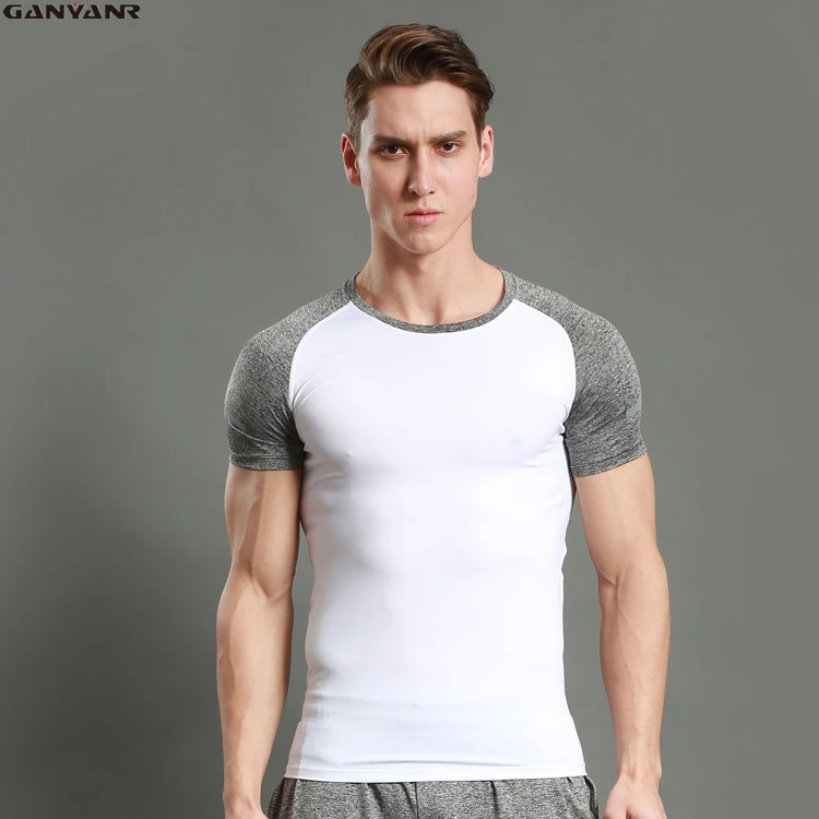 

GANYANR Brand Running T Shirt Men Sport Suit Compression Tights Spandex Sportswear Dry Fit Short Sleeve Athletic Training Gym