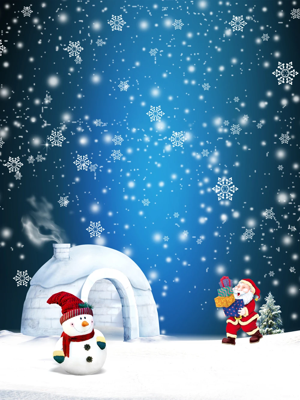 vinylBDS Blue Winter Photography Backgrounds Snowman Christmas Decorations For Home Santa Claus Camera Fotografica Profissional