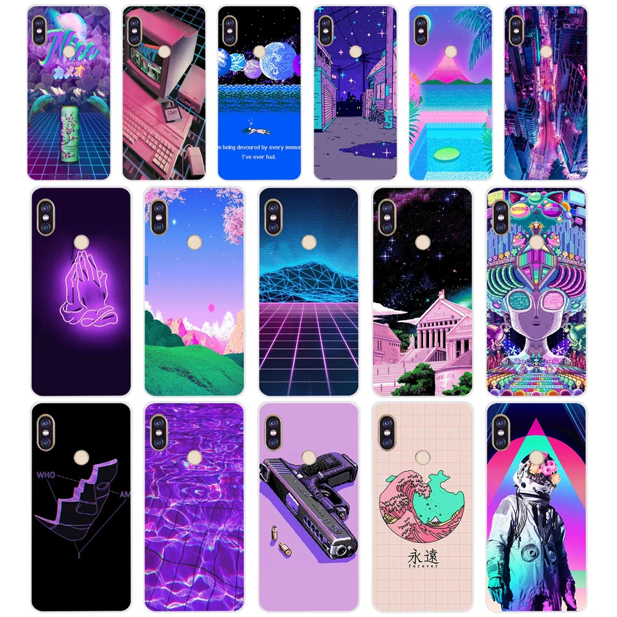 129SD Vaporwave Aesthetics Soft Silicone Tpu Cover phone Case for xiaomi redmi 5A 5Plus note 5 5A Pro mi 6