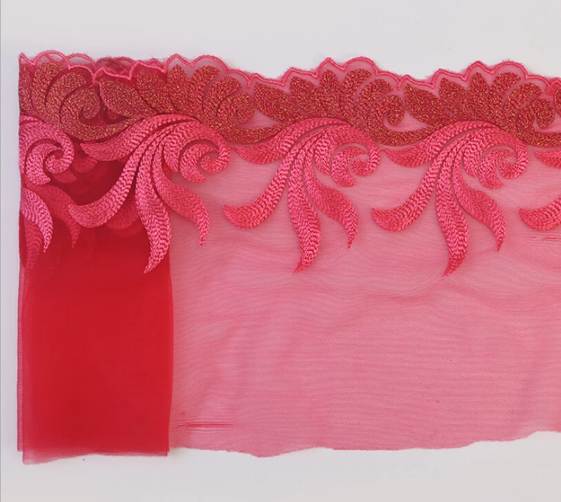 

20Yards High Quality Decorative Rose Red Polyester Lace Trim For Wedding Dress Women Garments Suits Bags
