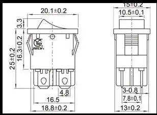 10A 250VAC 20*15mm 4P twin channel Rockey Switch / Ship switch