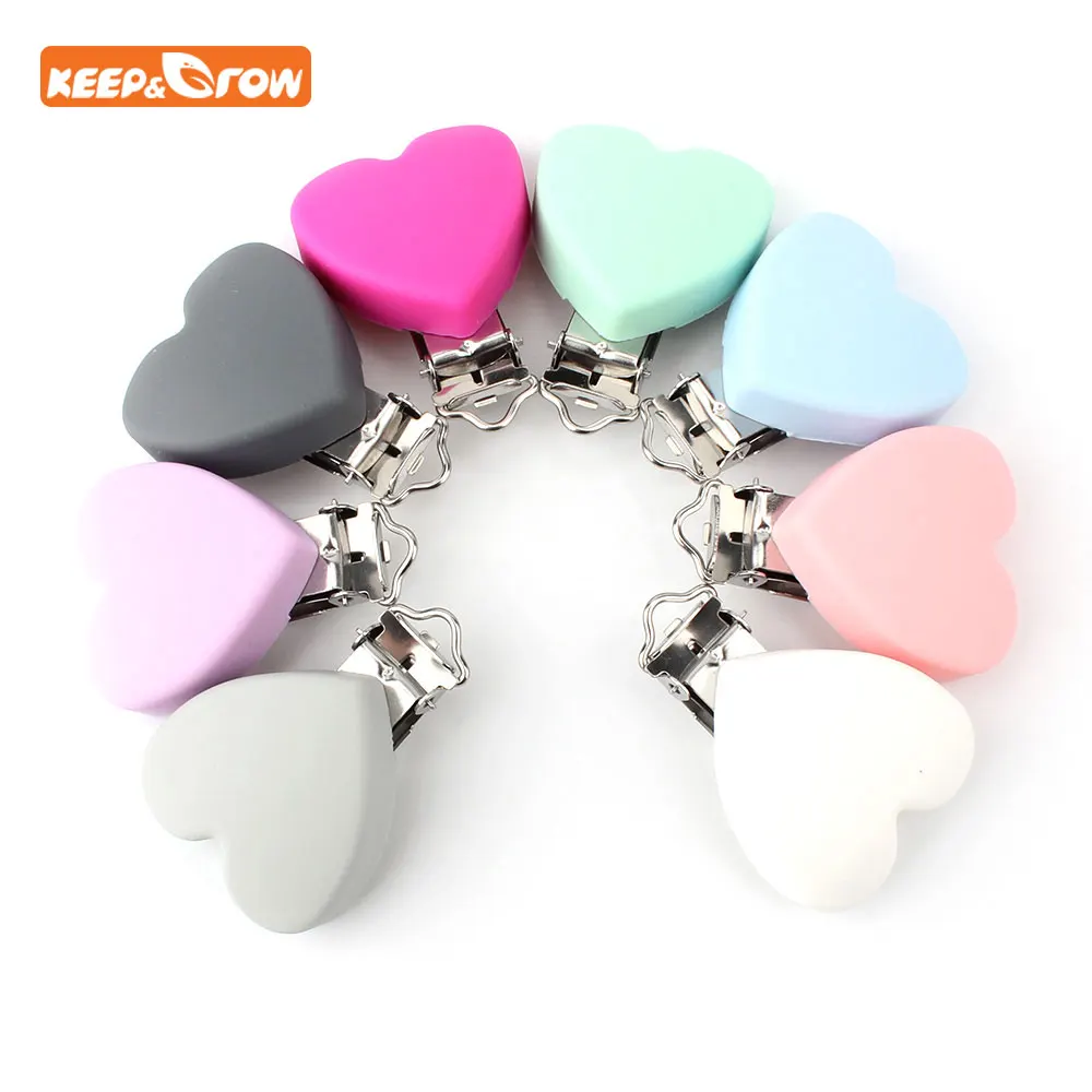 

Keep&grow BPA Free Heart Shaped Silicone Baby Pacifier Clips Dummy Teether Chain Holder Soother Nursing Toy Accessories Clips