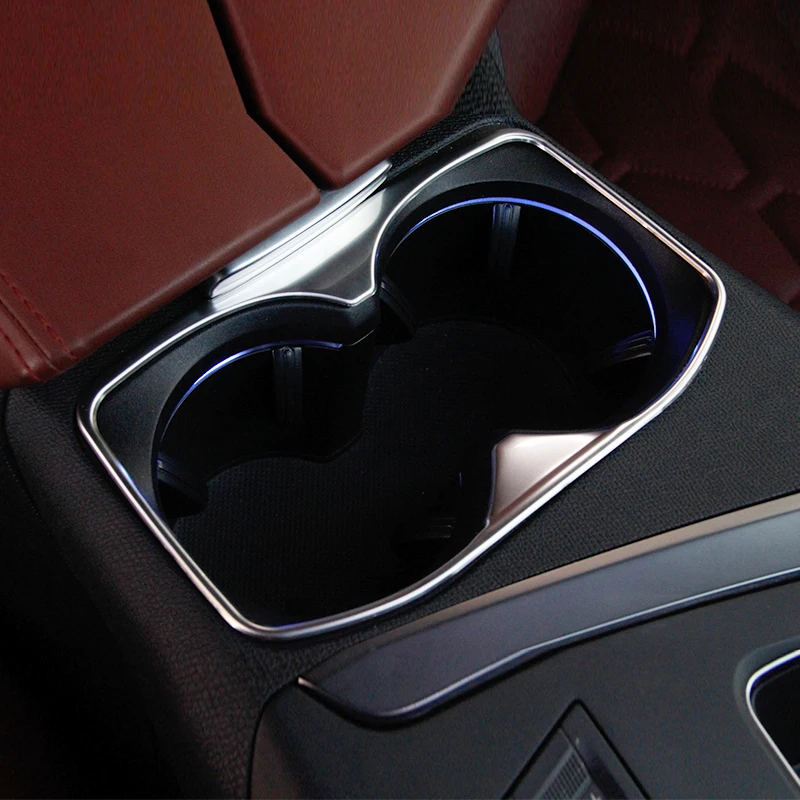 Fit For Peugeot 3008 5008 2017 2018 Chrome Cup Holder Trim Cover Bezel Insert Frame Center Console Sticker Car Interior Styling