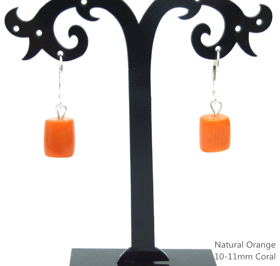 Qingmos Fashion 10-11mm Orange Natural Knobble Coral Earring for Woman with Leverback Earring Dangle Earring ear746