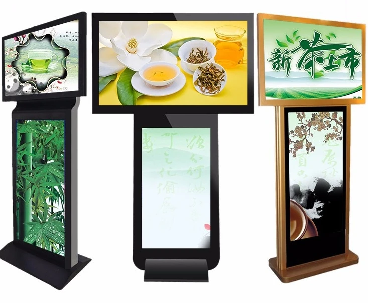 Lantai Berdiri Sendiri 47 55 65 Inci Layar Sentuh Di Luar Layar LCD Ganda/Monitor Digital Signage Pemain Iklan Komputer