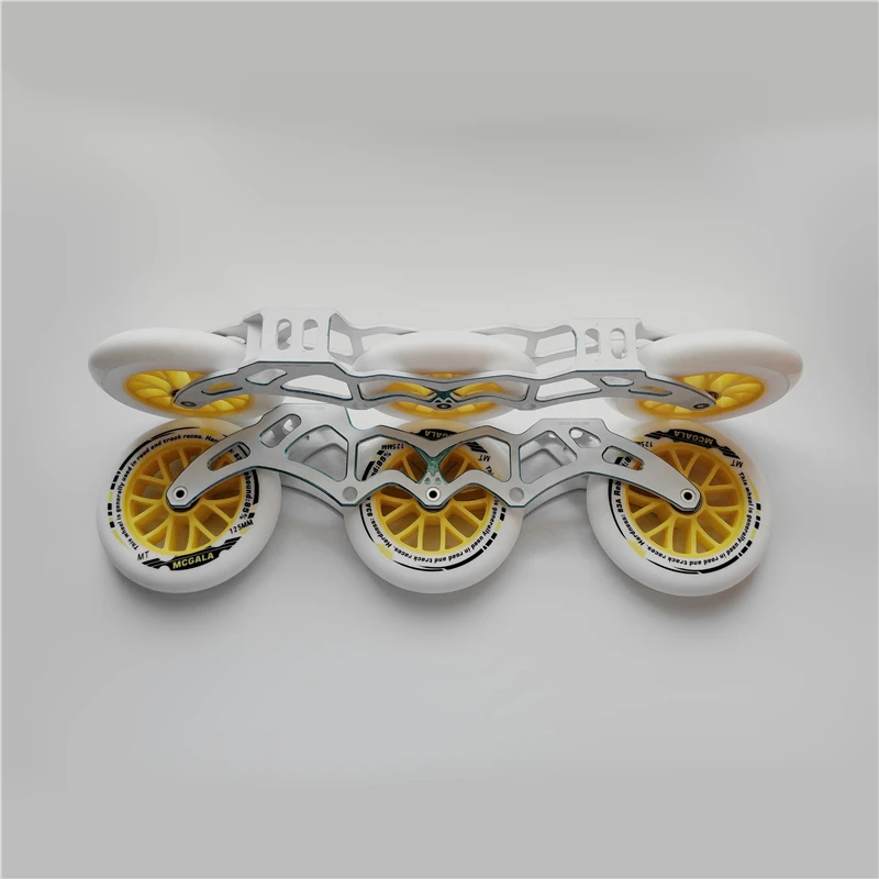 Snow White Prince Charming Inline Speed Skating Frame with 3X125mm Multi-purpose Alloy CNC 85% Rebound 125mm Wheel 608 Bearing