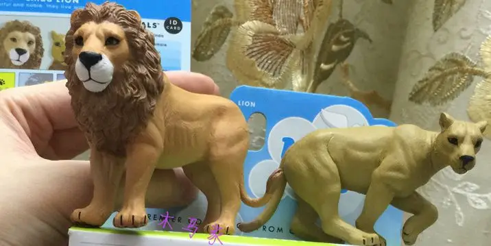 

pvc figure Male lion male lion female lion tiger simulation cat animal out-of-print animal model 2pcs/set