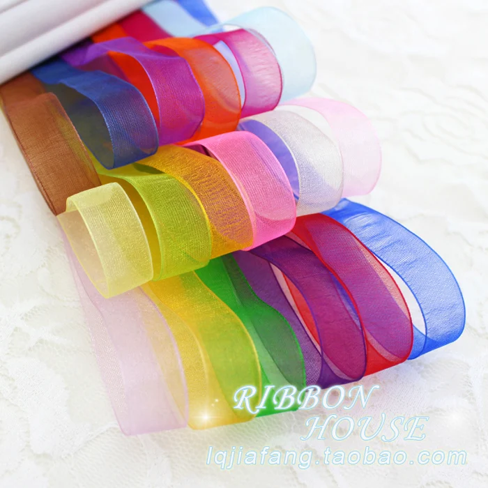 45meters/lot (50 yards/roll)1/2\'\'(12mm) Organza ribbons  white gift wrapping decoration Christmas ribbons Sewing Fabric Hand DIY