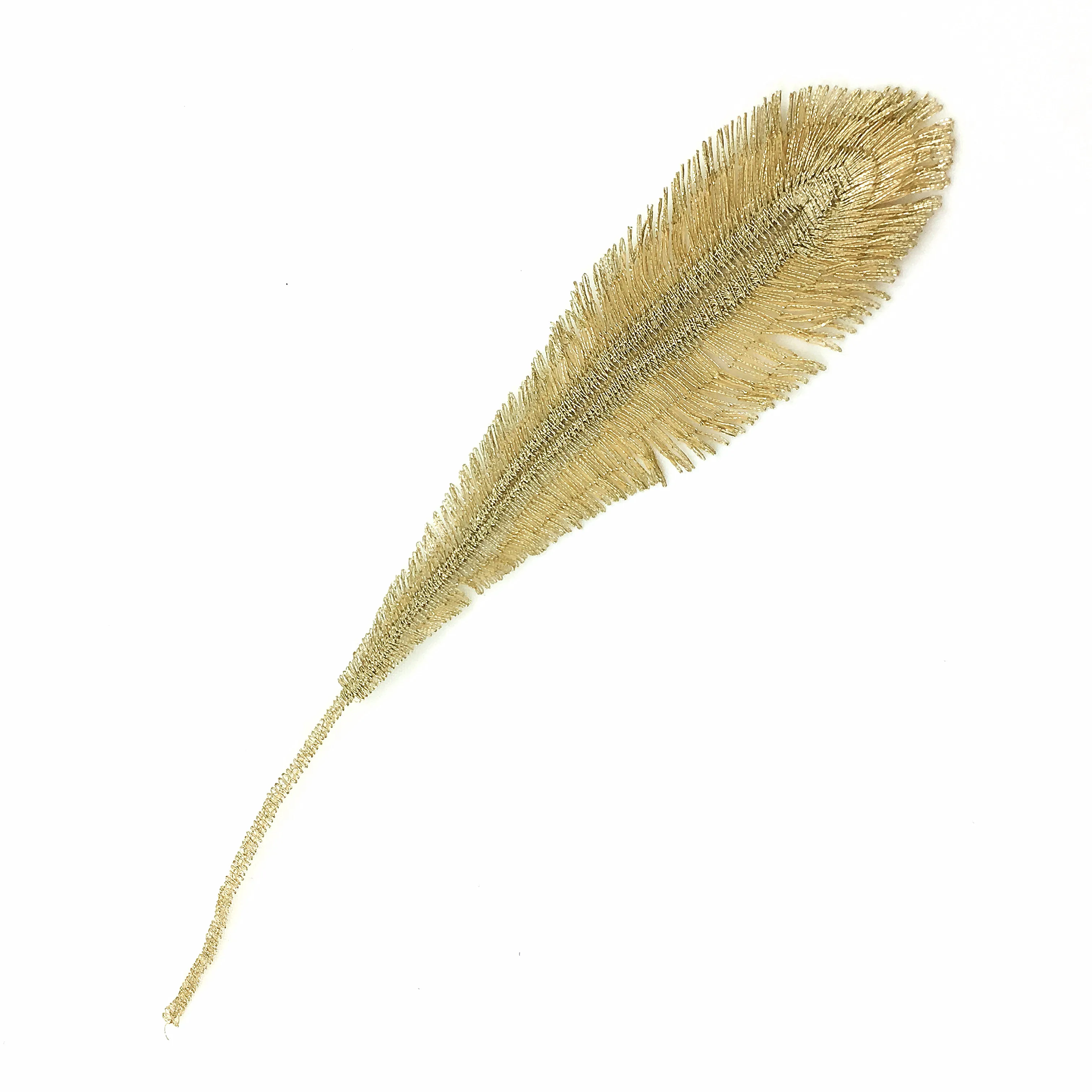 6pcs Gold Feather Applique Patches for DIY Boho Clothes - Sew On for T-Shirt Dress Festival Outfit (8x3.5cm)