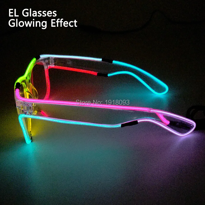 New Design 8Colors EL Wire Glasses Glowing Product with Steady on Inverter Night fluorescent glasses Holiday Lighting