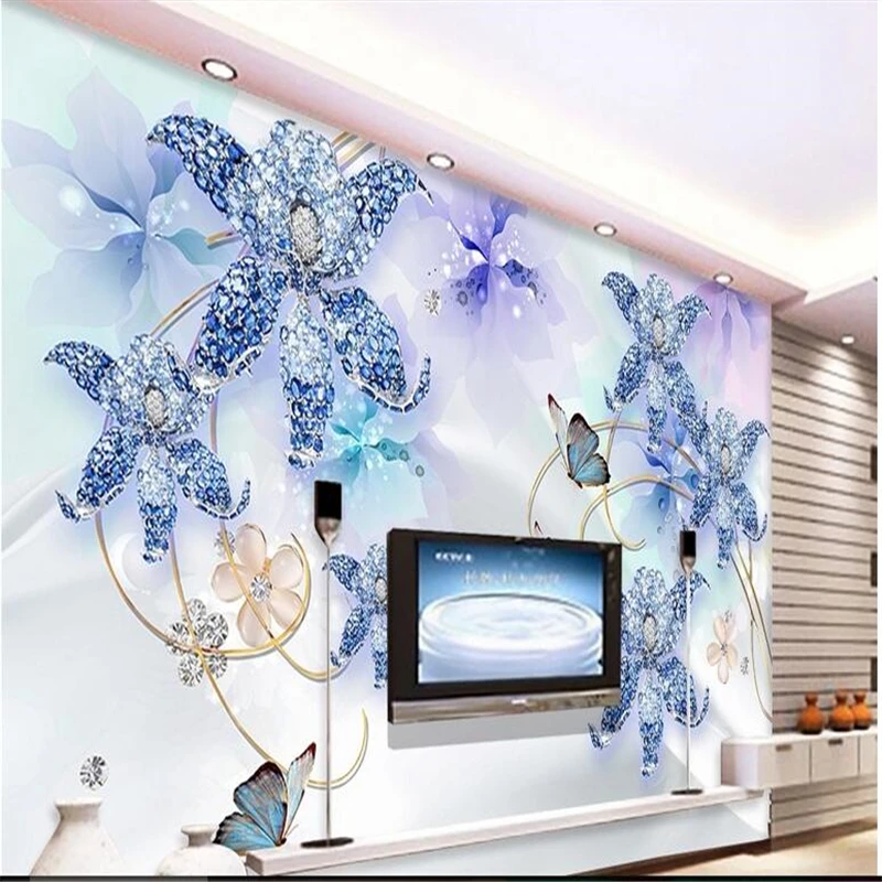 

beibehang Custom photo wallpaper large murals diamond flowers romantic aesthetic European TV backdrop papel de parede wallpaper