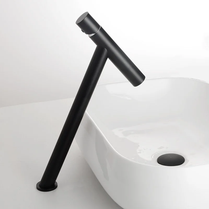 Rose Gold Brass Bathroom Faucet Single Handle Deck Mounted High Sink Water Mixer Tap Basin Faucet image 2