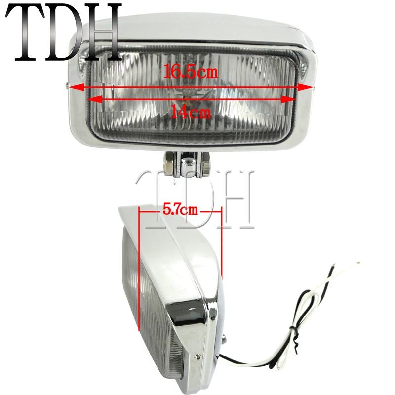 Chrome Motorcycle Rectangle Lamp Retro Headlight For Harley Chopper Bobber Scrambler Cruiser Yamaha Honda Cafe Racer