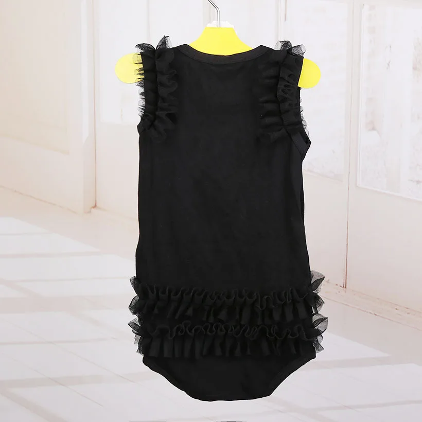 Black Dress Baby Girl Bodysuits Lace Tutu Newborn Jumpsuits Girls One-Piece Clothes Shirt 0-2 Year Bebe Roupas Babywear Cotton