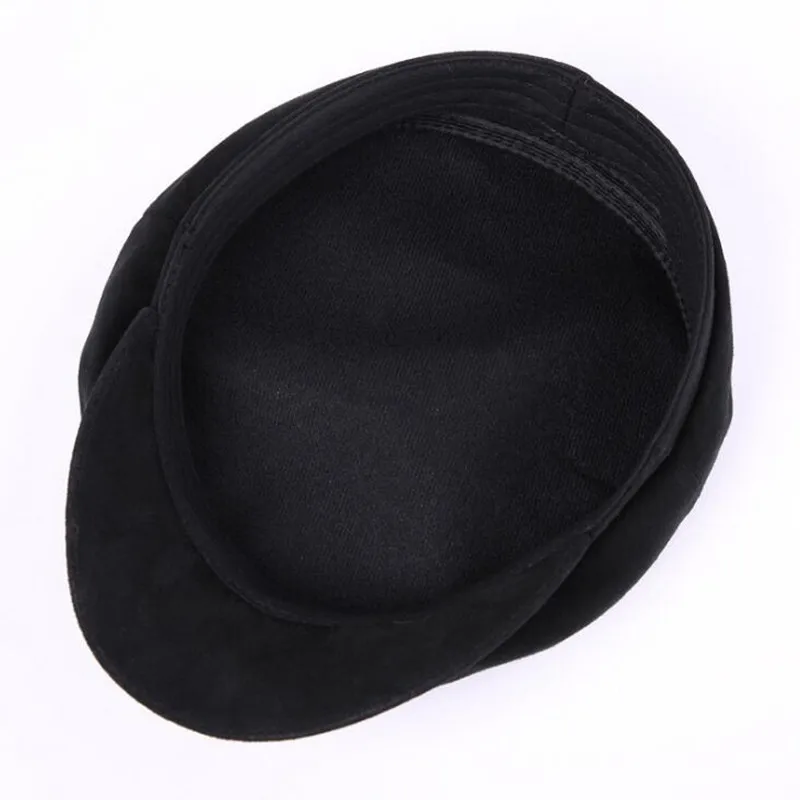 Autumn Winter Adult Women\'s Hat Second Layer Sheepskin Military Hats Brands Bone Genuine Leather Cap Flat Top Caps For Men