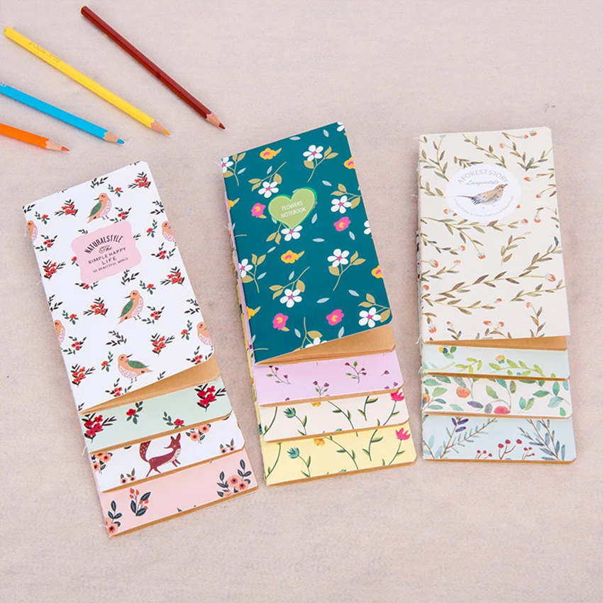 Small Notebook Portable Notebook Journals Handwritten 48K Diary Book Size: 173x90mm, Soft Cover, Kraft/ White Inner Page