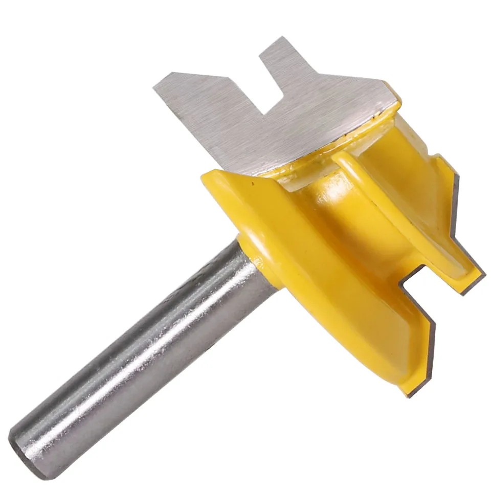 1Pc 45 Degree Lock Miter Router Bit 1/4 Shank Woodworking Tenon Milling Cutter Tool Drilling Milling For Wood Carbide Alloy