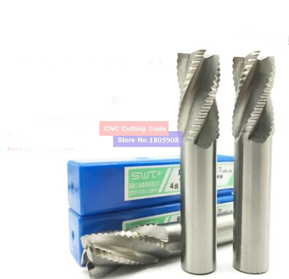 1pcs HSS-AL 4F 6/8/10/12/14/16/18/20/22/25/28/30/32mm end wave edge mills milling cutter machine tool Roughing cutter