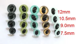 7.5-12mm 50pcs Stuffed Toy Cat Eyes Doll Parts Plastic Safety Eyes - Mixcolors