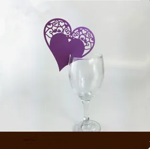 PASAYIONE 100Pcs Hollowed Love Heart Table Wine Glass Name Place Card Wedding Christmas Table Centerieces Table Mark Casamento