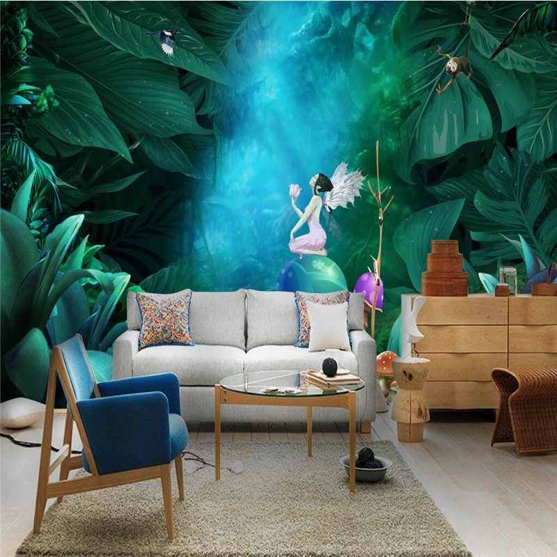 

beibehang Forest aesthetic waterfall theme space background wall custom large fresco environmental silk silk wallpaper