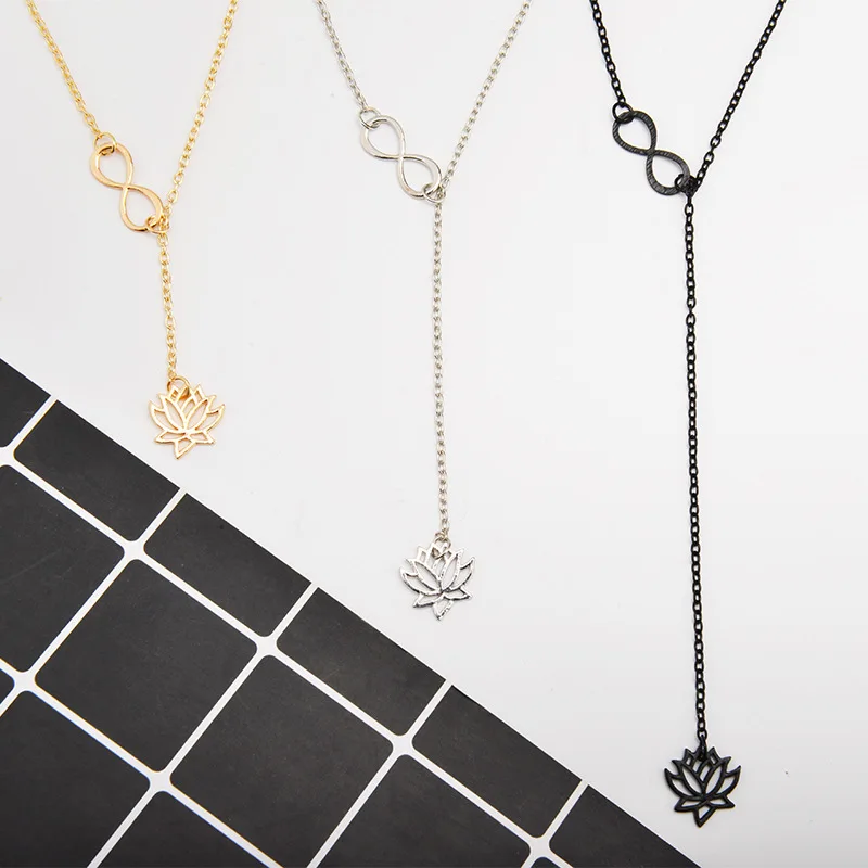 2020 Lotus Long Necklaces Sweater Coat Silver Color Long Necklace Women Jewellery Woman Pendant Special Neckless Ｗomens Gift