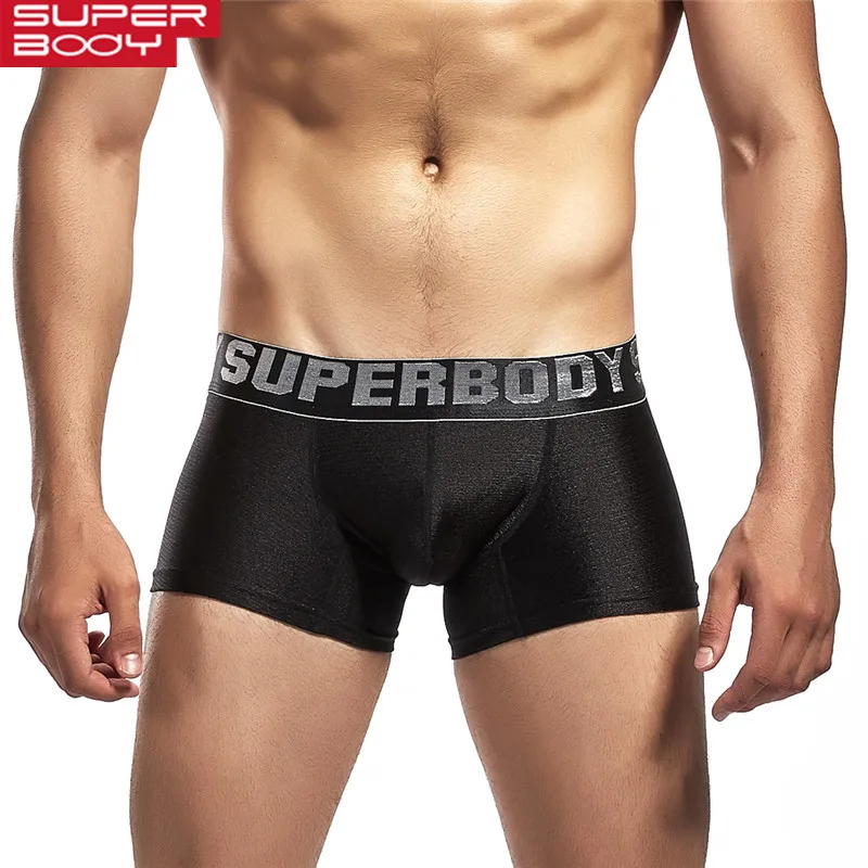 SUPERBODY Brand Shiny Boxers for Men Underwear Sexy Men Low Waist Underpants Smooth Boxer Shorts Trunks Underwears Boxers Hot