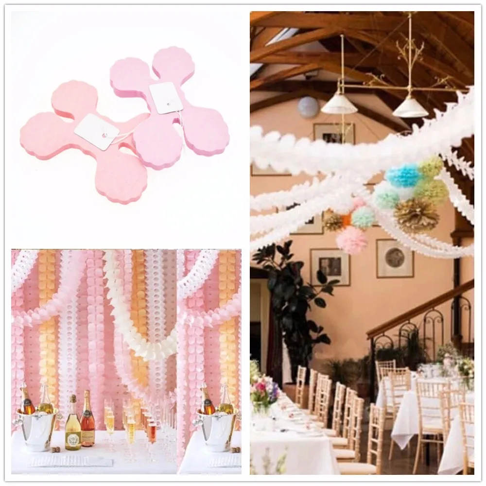 2018 creative 3.6m Paper Garland Puff Tissue Garden Birthday Party Suppliers Backdrop Hanging Lanter Party Supplies Accessories