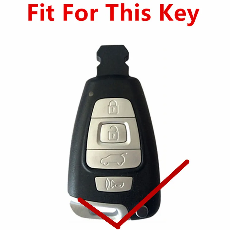 FLYBETTER Genuine Leather 4Button Remote Key Case Cover For Hyundai Veracruz Car Styling L500