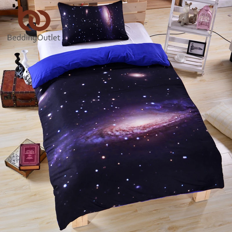 

BeddingOutlet 3D Galaxy Bedding Set Earth Moon Print Gorgeous Unique Design Outer Space Quilt Cover Set with 2 Pillow Case