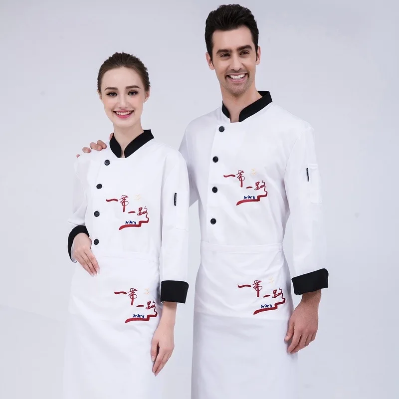 Autumn&Winter Restaurant Coffee Bar Man Woman Chef Jacket Long-sleeve Cook Suit Work Wear Classical Cook Clothes B-6519