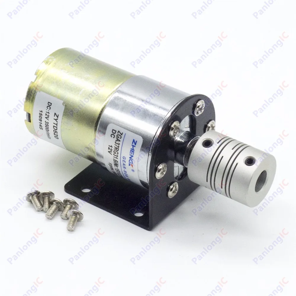 ZGA37RG 12V DC 100 RPM Gear Box Motor 1/34.5 High Torque 3500RPM Reversible Motor + Motor Holder + 6mm to 8mm Flexible Coupling