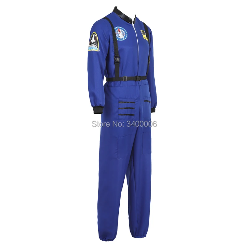 Mono de astronauta para hombre y mujer, traje de vuelo para adulto, cosplay de una pieza, azul, blanco y naranja