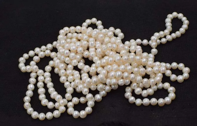 freshwater pearl near round white 7-8mm long necklace nature beads wholesale 240cm  FPPJ