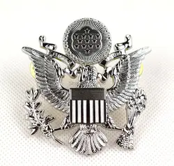 Cosplay US Army Officer Cap Eagle Badge Insignia Silver