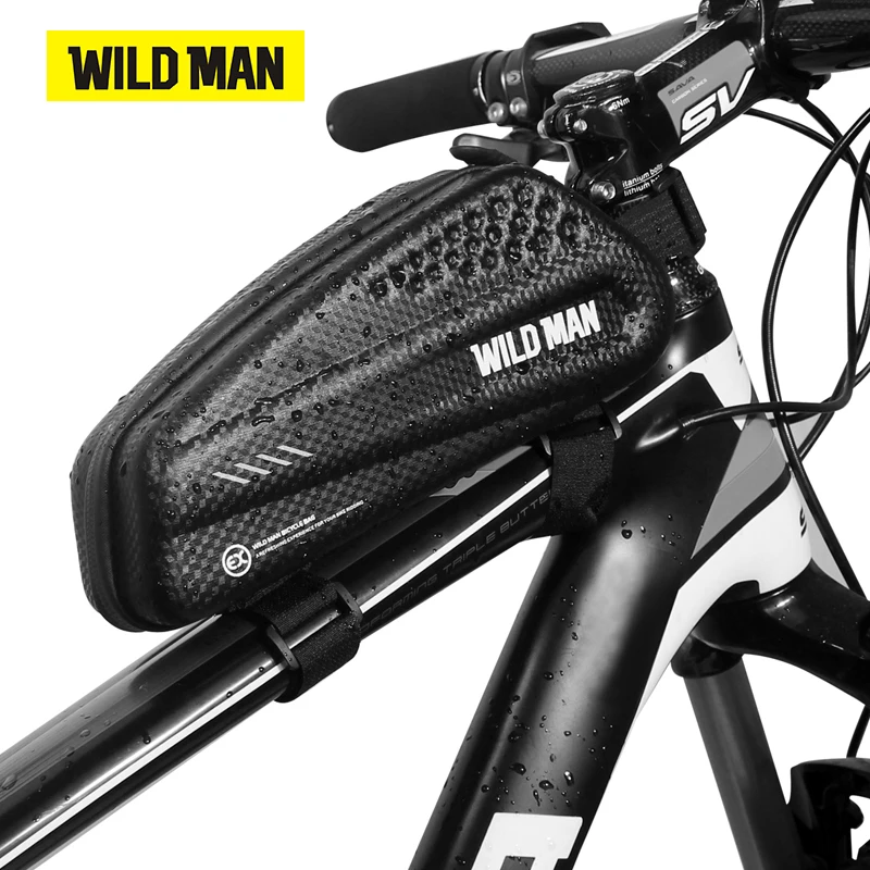 WILD MAN Bicycle Bag Top Tube Pannier Rainproof Waterproof Front Frame Bag EVA Hard Shell Carbon PU MTB Road Bike Accesorios