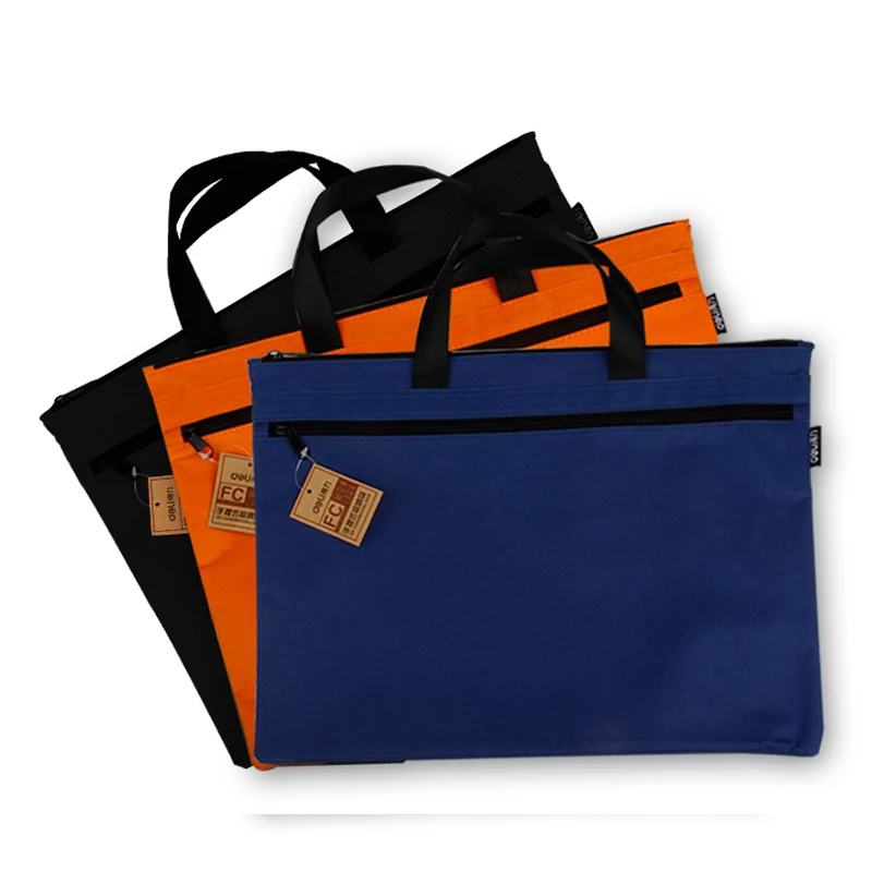 

Deli Zipper document bag A4 document bag file folder document bag briefcase fabric travel orange blue black simple new arrival