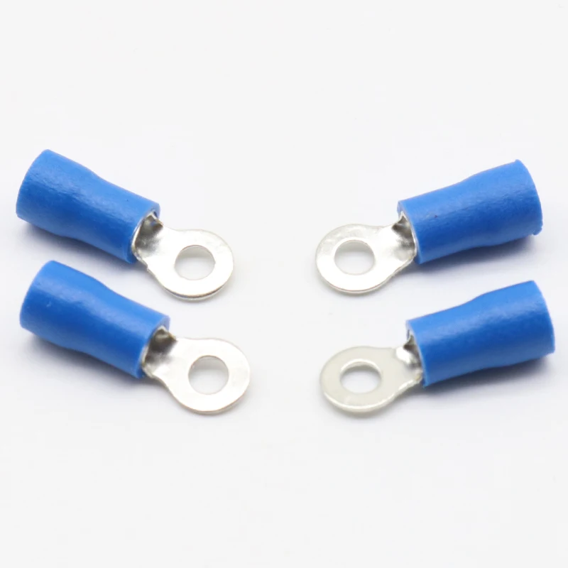 RV2-3 Blue 22-16 AWG 1.5-2.5mm2 Insulated Ring Terminal Connector Cable Connecto Wire Connector 100PCS/Pack RV2.5-3 RV