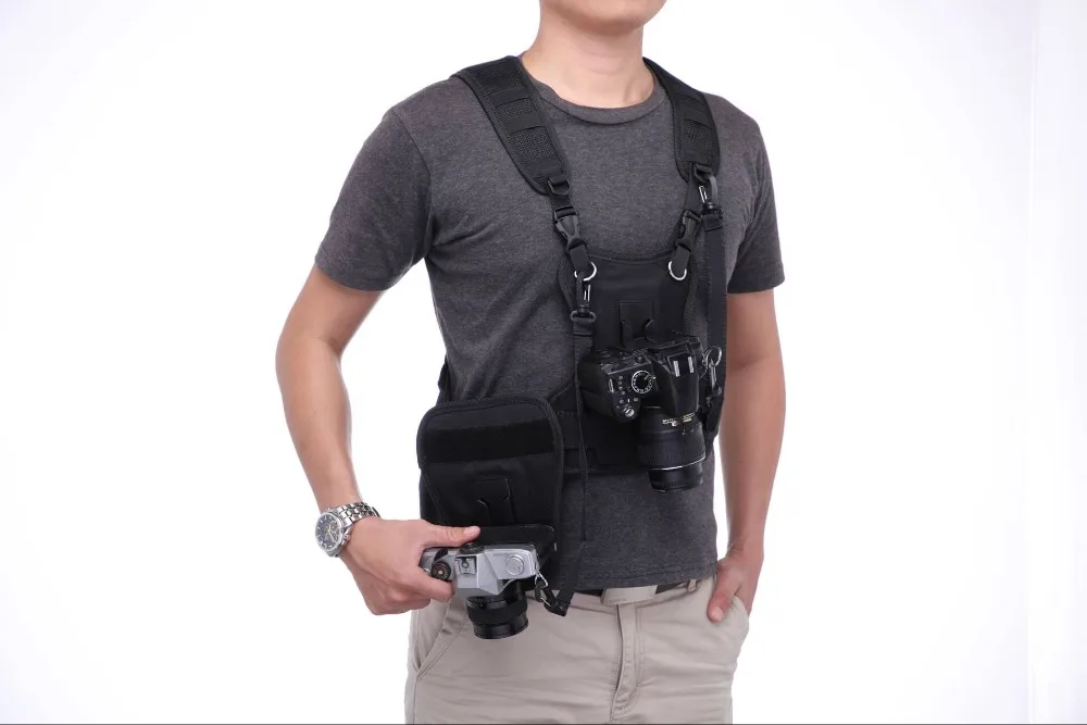 Carrier II Multi Dual 2 Camera Carrying Chest Harness System Vest Quick Strap with Side Holster for Canon Nikon Sony Pentax DSLR