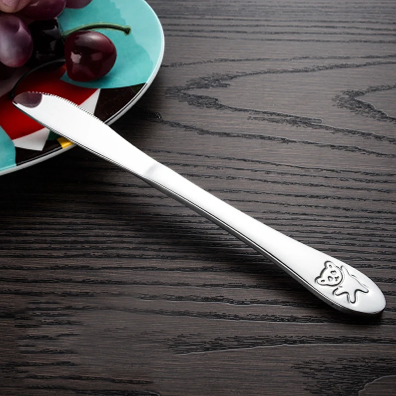 어린이 식기 칼 세트 4 개 스테인레스 스틸 아이 팬더 품질 아이 저녁 식사 칼 포크 세트 음식 식사 식기 세트