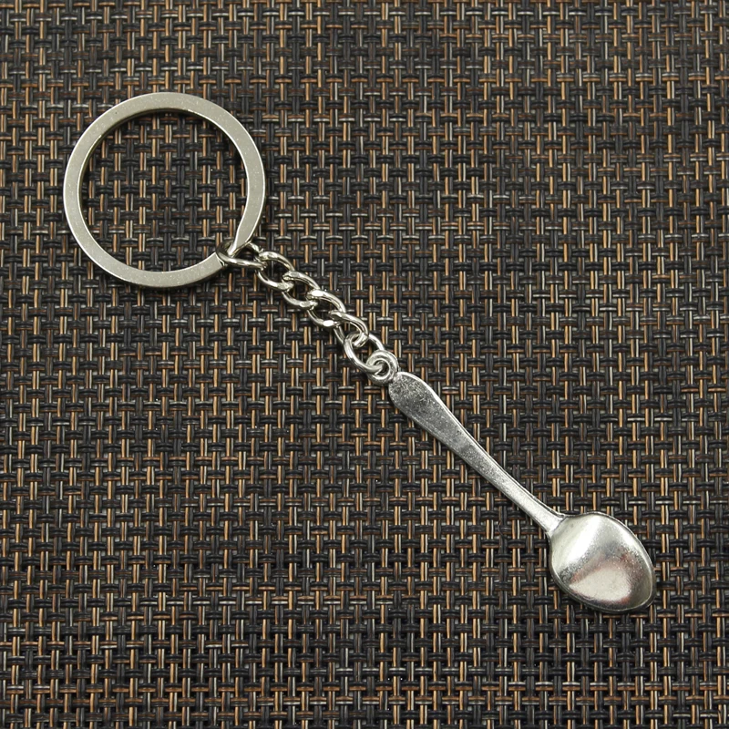 Fashion 30mm Key Ring Metal Key Chain Keychain Jewelry Antique Silver Color Plated Spoon 54x12mm Pendant