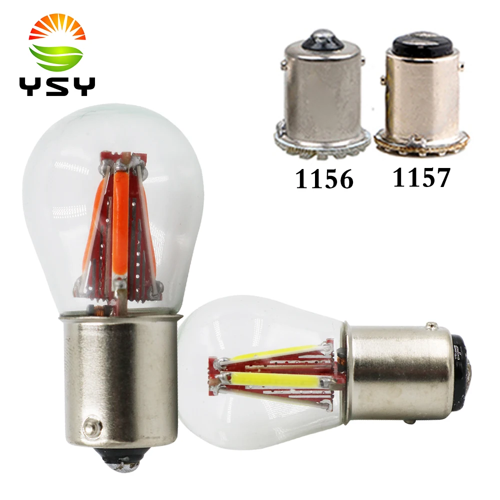 YSY 50X 4 filament chips LED P21W ba15s car light 1156 1157 BAY15D S25 auto vehicle reverse turning bulb lamp DRL white/red 12V