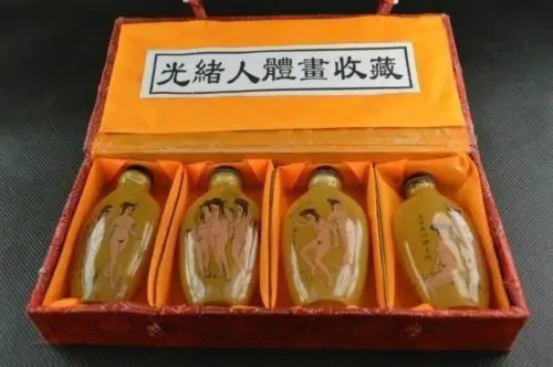 

4PCS Exquisite Chinese Hand Painting Glass Sexy Belles Snuff Bottles