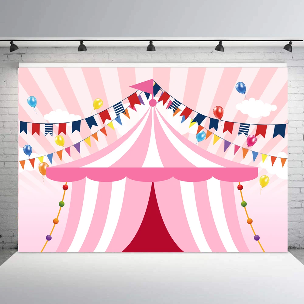 BEIPOTO Cartoon Circus theme birthday backdrop for photo studio stripes tent balloon decor kids background photocall studio prop