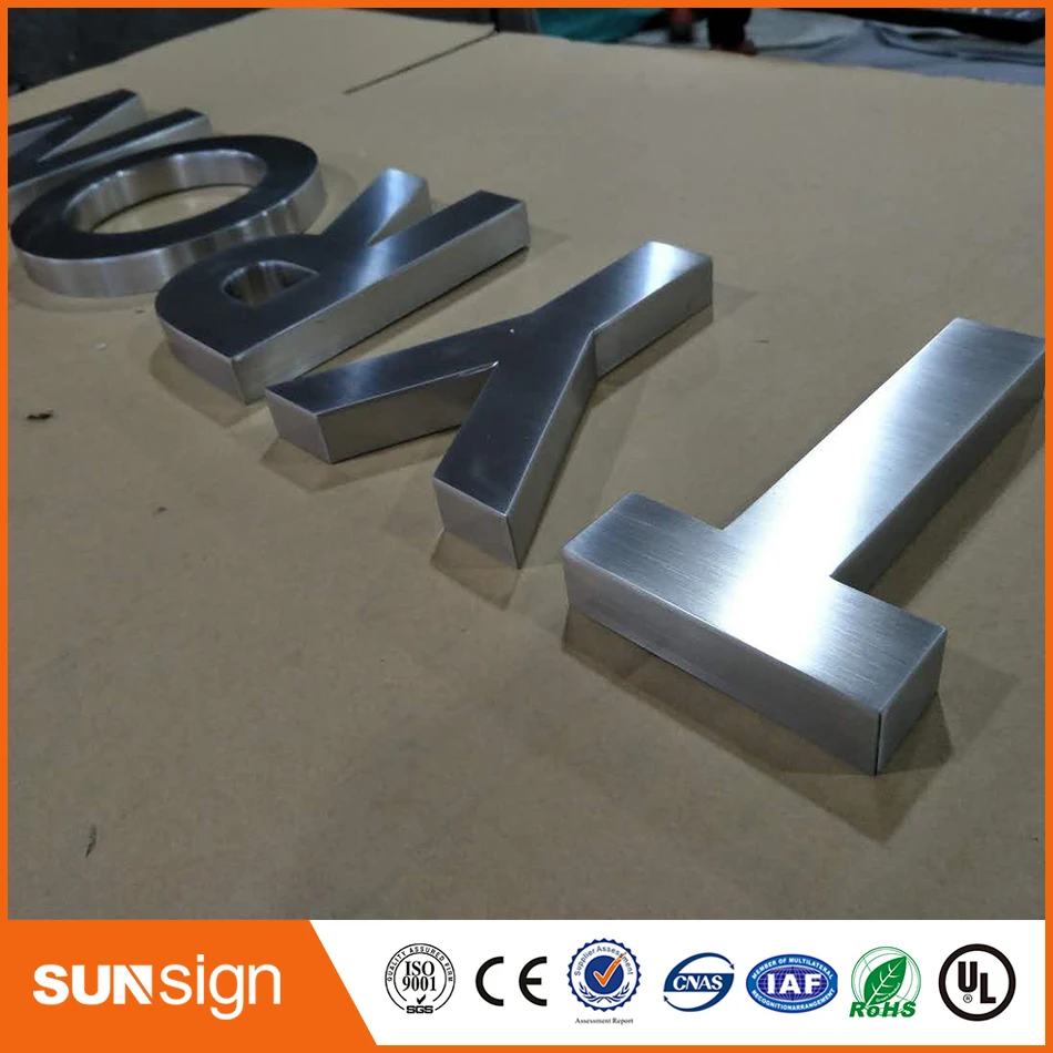 Brushed stainless steel flat letters cutting letters